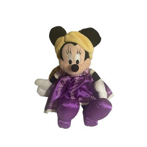 Plush Minnie Mouse Rapunzel Princess Disney Park14" w/Satin Dress Blond wig